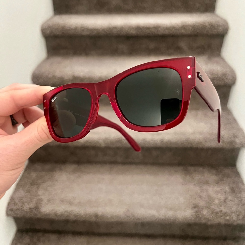 NEW Ray-Ban Mega Wayfarer Polished Transparent RED RB0840 51mm